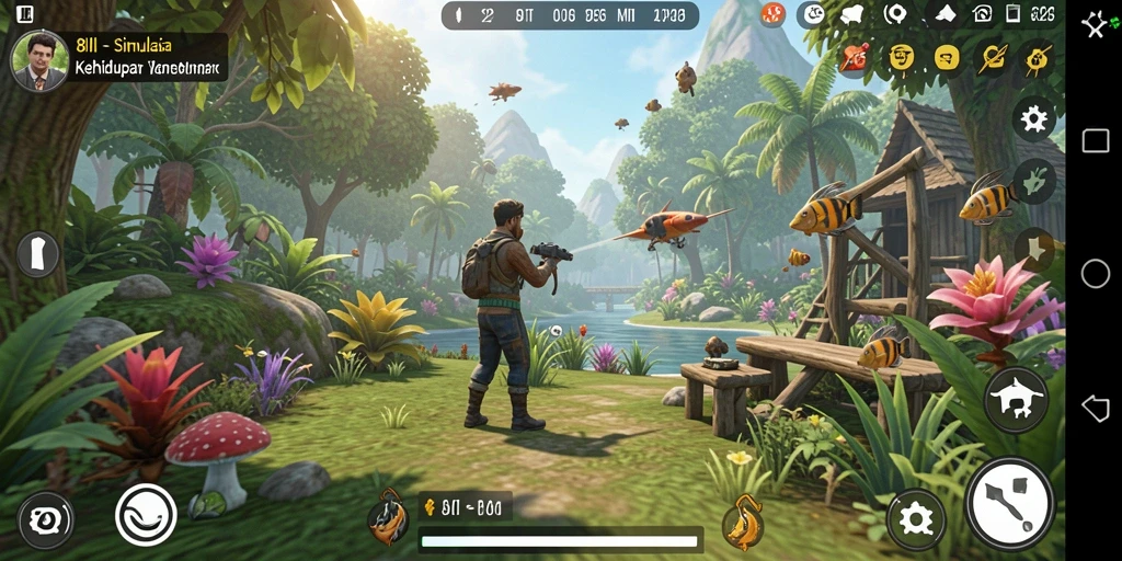 Tangkapan layar utama dari gameplay Simulation 8II yang menampilkan interaksi karakter.