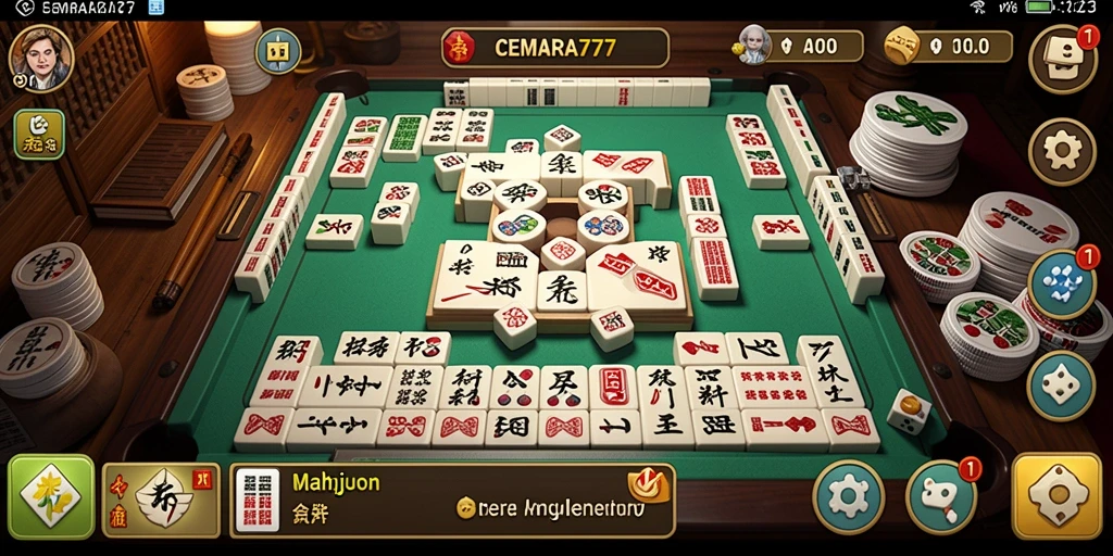Tampilan gameplay CEMARA777 menampilkan elemen Mahjong yang klasik dan menarik.