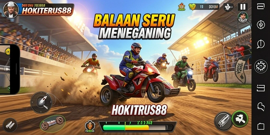 Tampilan gameplay balapan menegangkan di HOKITERUS88.