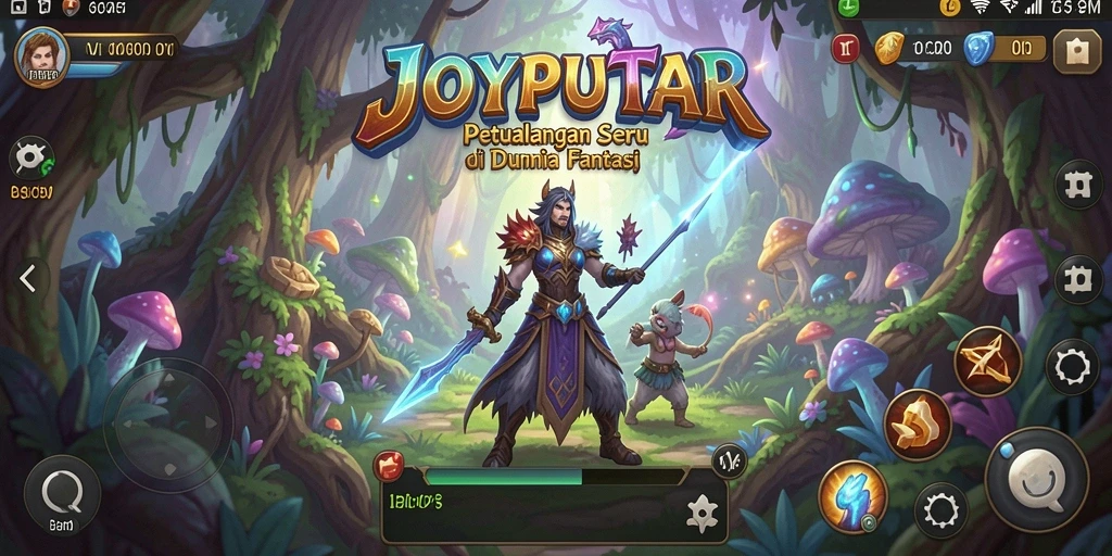 Tampilan gameplay menarik dari JOYPUTAR dengan latar belakang fantastis.