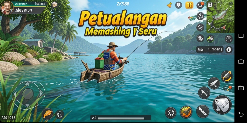 Tampilan gameplay ZK988 yang memikat saat memancing.